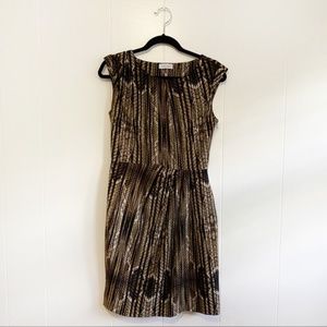 CALVIN KLEIN PYTHON PRINT PLEATED SHEATH DRESS